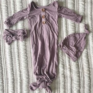 Caden Lane Knotted Gown with Knotted Bow and Beanie size 0-3 months
